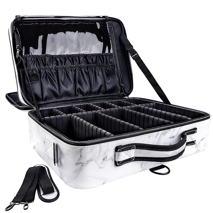 gzcz Large Capacity Travel Makeup Case Organizer, Professional Cosmetic Bags by GZCZ