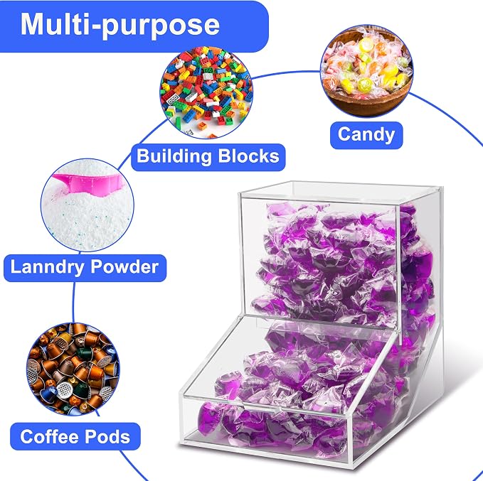 Laundry Pods Container with Spoon, Acrylic Candy Dispenser with 2 Lid, - Image 5