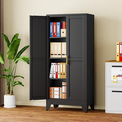 61" Black Metal Storage Cabinet - Image 2