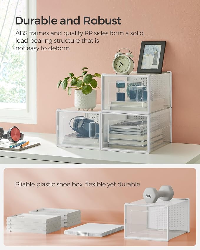 SONGMICS Shoe Boxes, Stackable Clear Plastic Boxes - Image 4