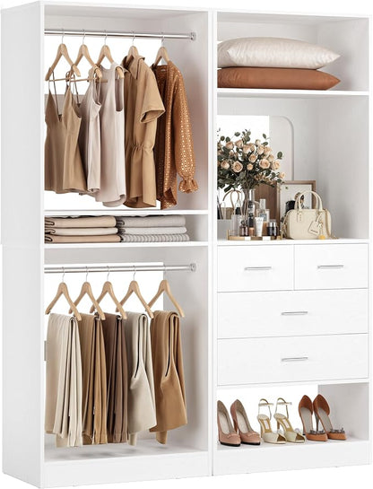 Unikito 50” Closet System with 4 Drawers, 4.2FT Wood Closet Organizer with by Unikito