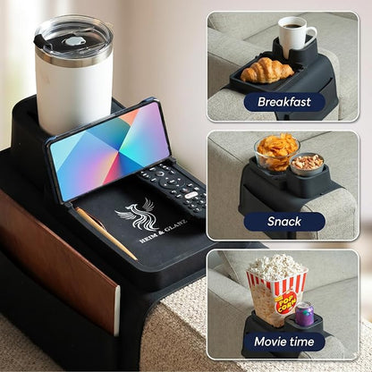 Heim & Glanz Silicone Couch Cup Holder Tray 2-Pack, Armrest Organizer - Image 5