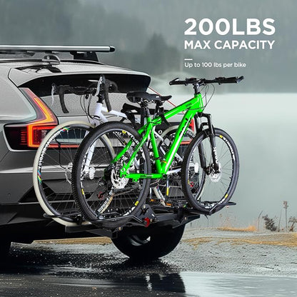 Young 200 lbs. Capacity Hitch Mounted 2-Bike Rack - Image 2