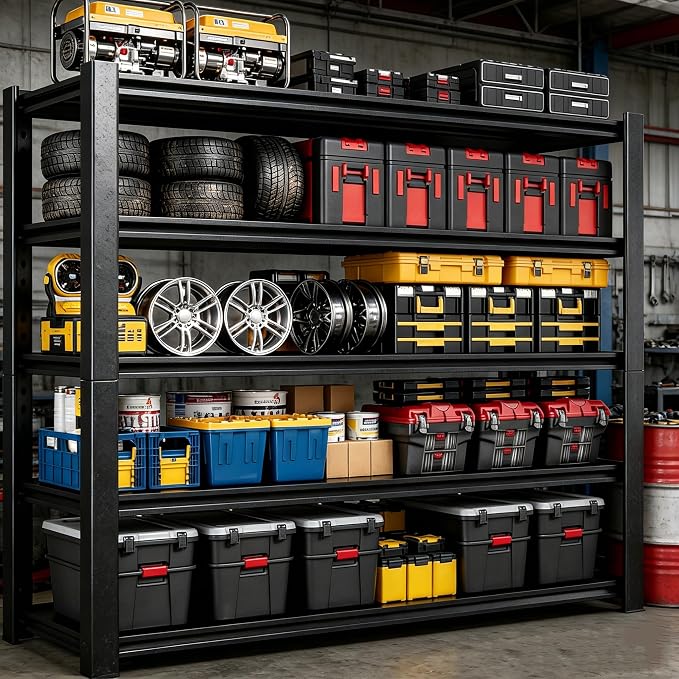 Garage Shelving Heavy Duty Storage Shelves, 2500 LBS Adjustable 5 Tier Shelving by Ergonova