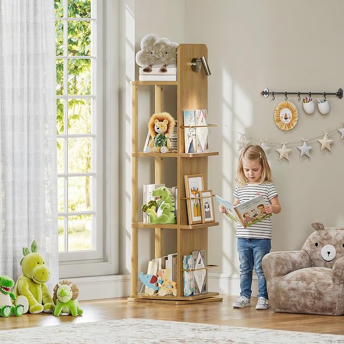 Rotating Bookshelf Tower w/Light, 15.4''/Shelf - Image 8