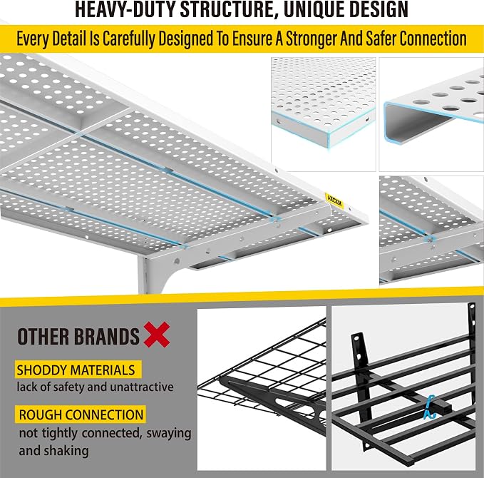 1pack×2 Tier 1.3x4ft Garage Shelving Wall Mounted, 260lbs Load - Image 5