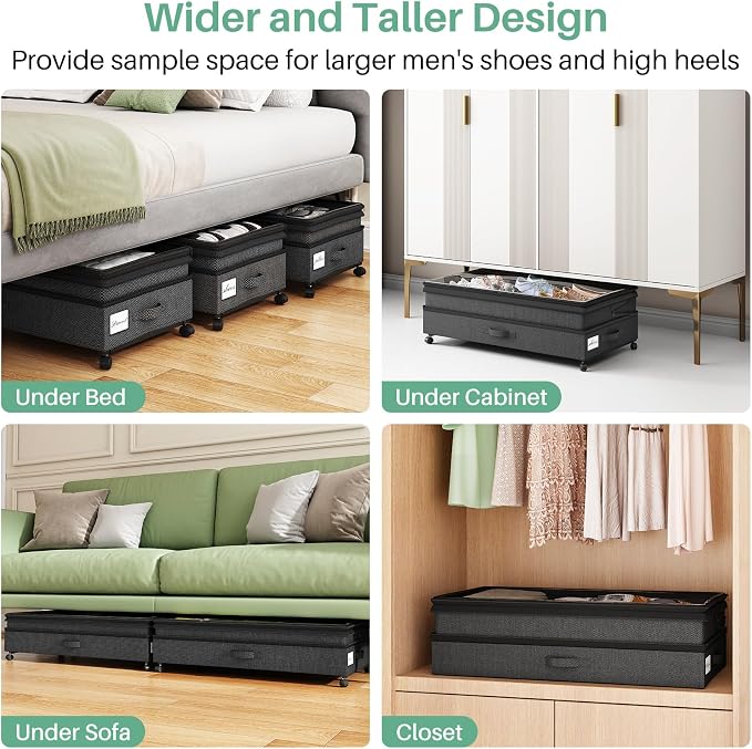 Kitstorack 2Pack Height-adjustable Under Bed Storage - Image 7