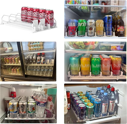 Drink Organizer for Fridge-White Automatic Pusher Glide, 12oz 16oz 20oz-Soda - Image 2