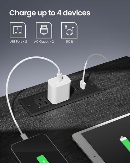 VASAGLE LED Nightstand with Charging Station, Adjustable Light Colors, 2 AC - Image 6