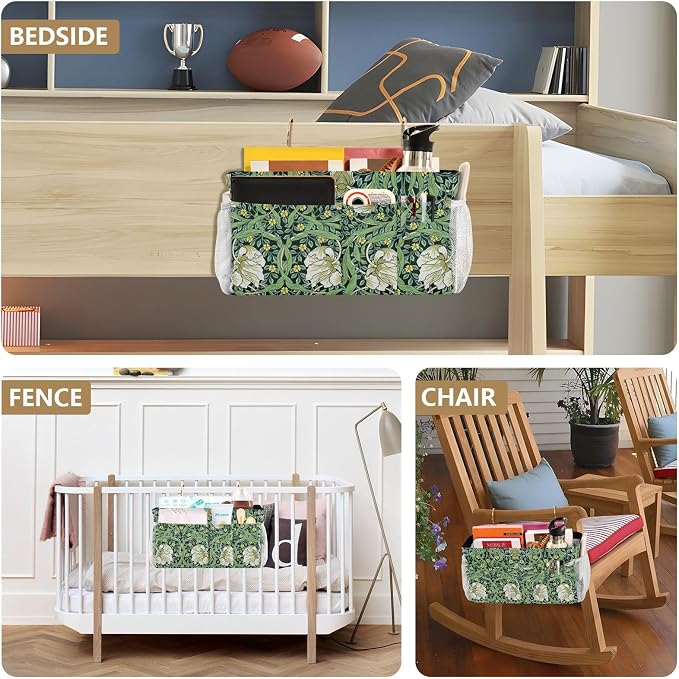 Bedside Caddy for Dorm Bed Bedside Hanging Caddy Bag Iron Frame Storage - Image 8