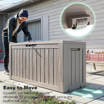 75 Gallon Outdoor Storage Box, Resin Deck Boxes Waterproof, Indoor Outdoor Bin - Image 3