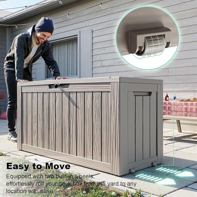 75 Gallon Waterproof Resin Deck Box, UV Resistant Outdoor Storage - Image 3
