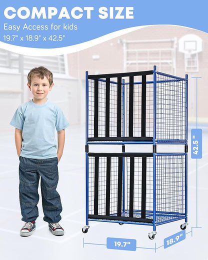 Mythinglogic Rolling Sports Ball Storage Cart, Sports Lockable Ball Storage - Image 2