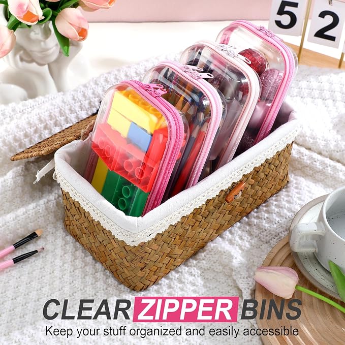 Hoolerry 4 Pcs Hard Clear Zipper Case Makeup Bags Plastic Pencil Pouch - Image 5