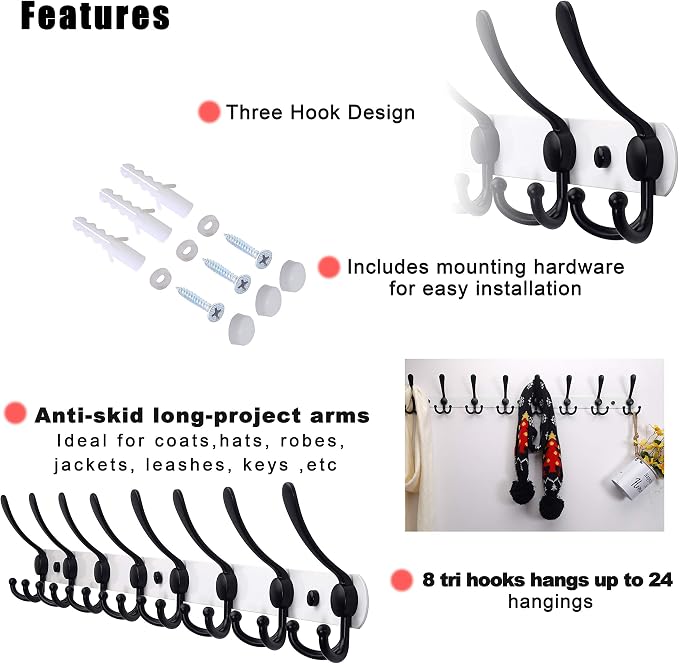Dseap Coat Rack Wall Mount - Image 4