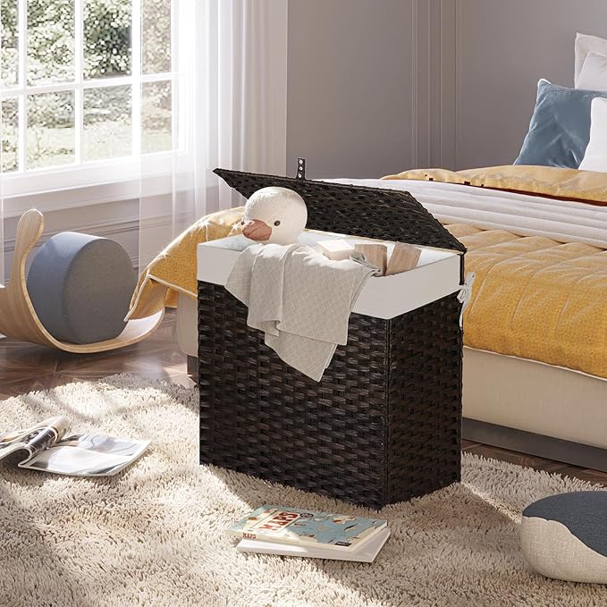 Greenstell Laundry Hamper with Lid, 125L Large Clothes Hamper with 3 Section & - Image 6