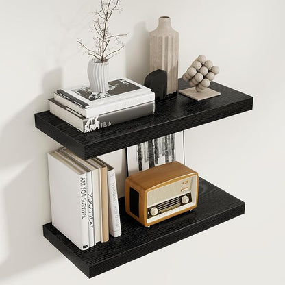Black Floating Shelves 22.5 Inch Long, 8 Inch Deep Floating Shelf Wall Mounted by FunMemories