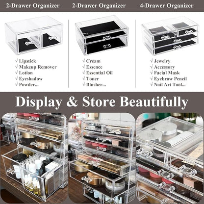 Sea Team 3-Layer Stackable Clear Makeup Organizer - Image 5