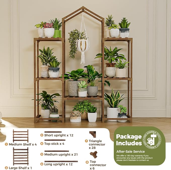 Bamworld Plant Stand Indoor Hanging Plant Shelf Outdoor Large Plant Rack - Image 5