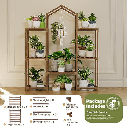 Bamworld Plant Stand Indoor Hanging Plant Shelf Outdoor Large Plant Rack - Image 5
