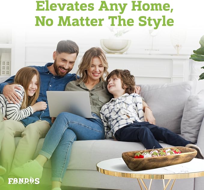 FANDOS Wooden Dough Bowl for Decor - Image 7