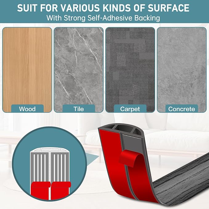 Floor Cord Cover Self Adhesive Cord Hider Floor Extension Cord Covers - Image 4