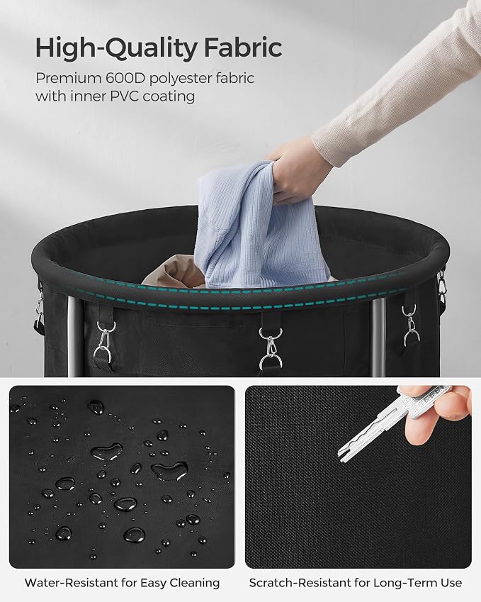 SONGMICS Laundry Basket, Rolling Steel Frame - Image 5