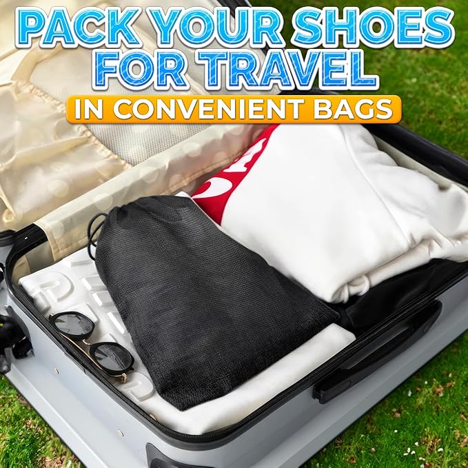 Shoe Bags for Travel, 10 Pack, 11.8"x15.75", Drawstring, Solid | Travel Shoe - Image 6