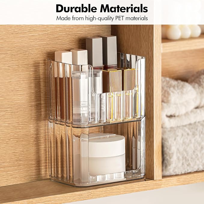 Poeland 2 Pack Stackable Makeup Organizer Tray, Medicine Cabinet Organizer - Image 5