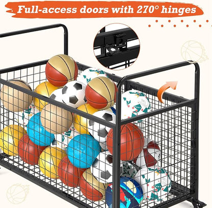 AECOJOY Ball Cart Storage, Rolling Basketball Bin - Image 3