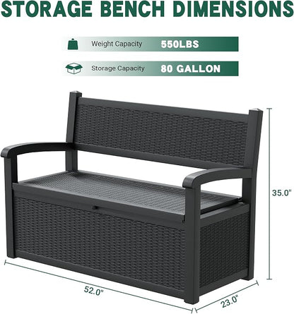 80 Gallon Outdoor Storage Box, Resin Patio Furniture - Image 2