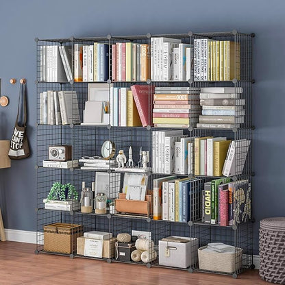 KOUSI 14"x14" Wire Cube Storage, Metal Grid Organizer, 25-Cube Modular Shelving - Image 2