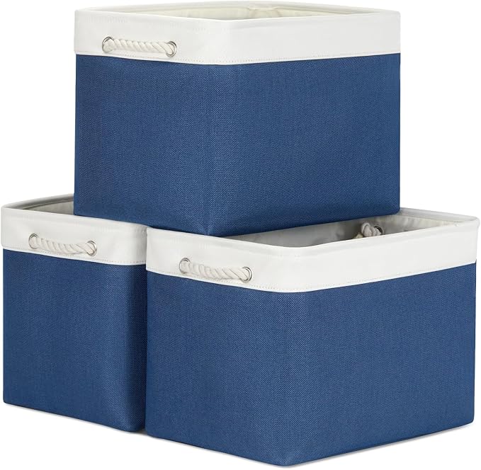 Bidtakay Large Storage Baskets for Shelves 3 Pack Fabric Storage Bins for by BidtakayBaskets