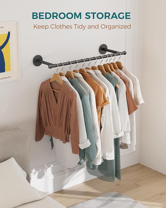 OROPY 33" Industrial Pipe Clothing Rack, Wall Mounted Clothes Rack | Closet Rods - Image 8