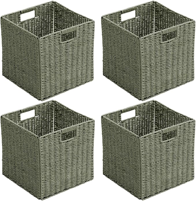 Handwoven Paper Woven Cube Basket Organizer by HaoGZMZFCL
