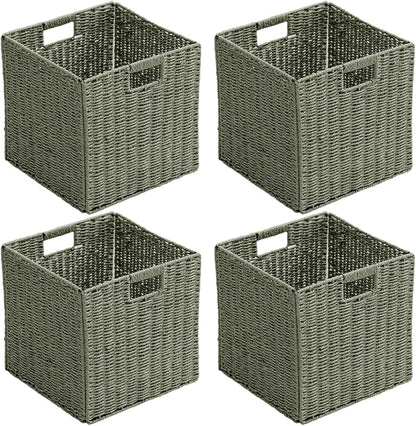 Handwoven Paper Woven Cube Basket Organizer by HaoGZMZFCL