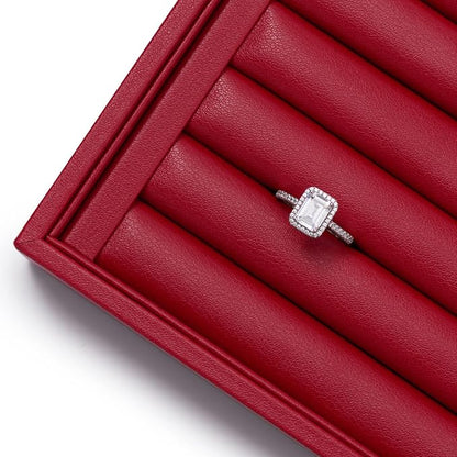 Oirlv Gorgeous Red Leather Ring Organizer Tray Jewelry Display Tray Stackable - Image 6