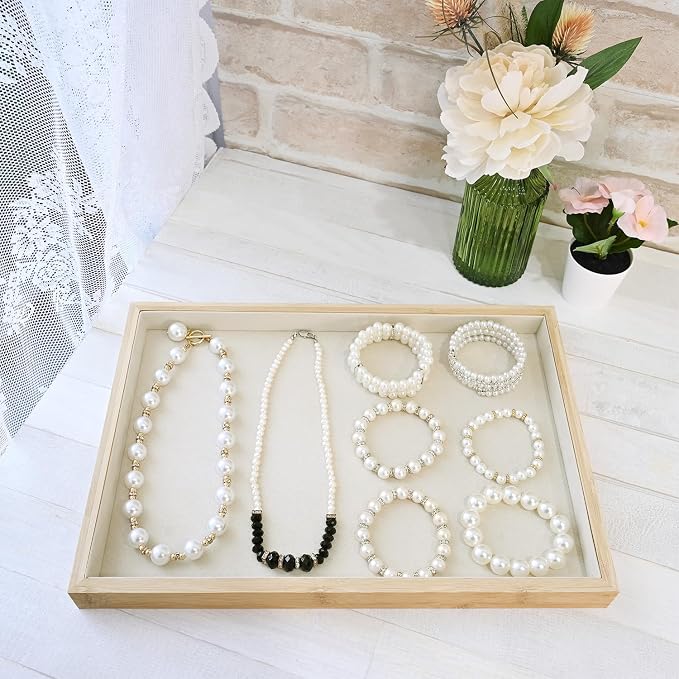 MOOCA 2 Pcs Bamboo Jewelry Display Tray, Presentation Tray, Organizer - Image 7
