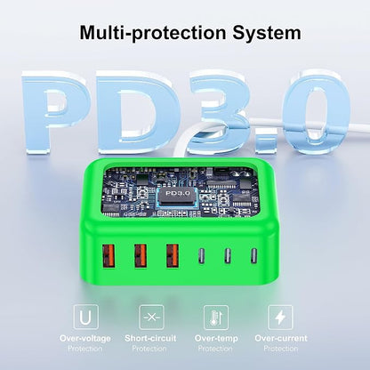 USB C Fast Charger, 100W GaN 6 Port Type C Charging Station Hub Block Cube - Image 6