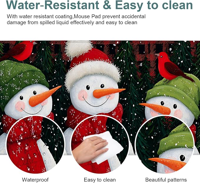 Three Snowmen Gaming Mouse Pad 31.5"x11.8"Desk Mat Anti-Slip Rubber Base & - Image 4
