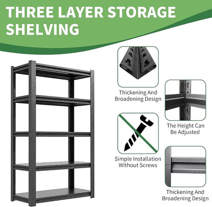 78" H Garage Shelves, Garage Shelving Heavy Duty, 3000Lbs 5 Tier Adjustable - Image 4