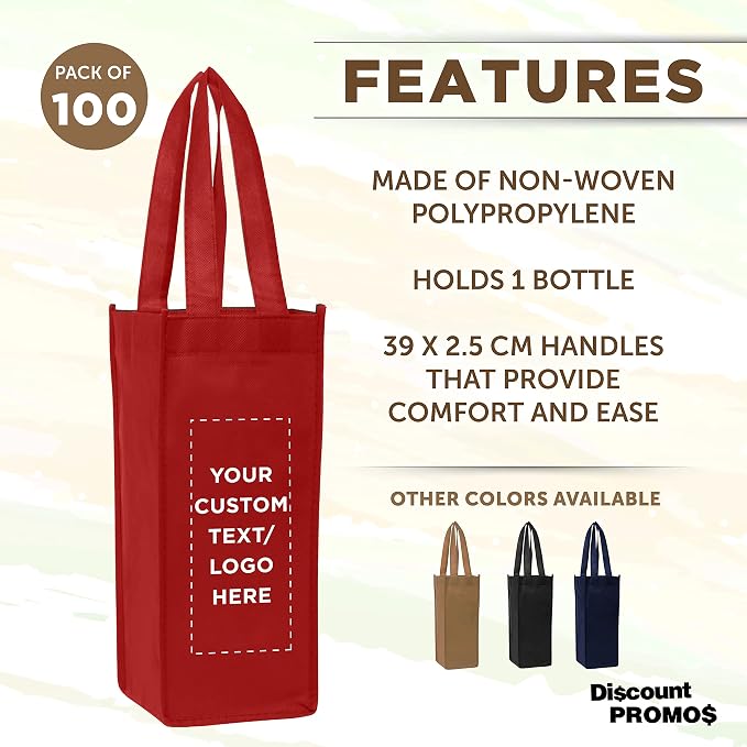 DISCOUNT PROMOS Non-Woven Vineyard Two Bottle Wine Bags - Image 2