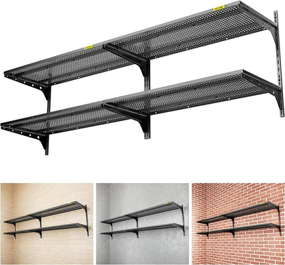 2-Pack 2 Tier 1.3x3ft Garage Shelving Wall Mounted, 500lbs Load by AECXM