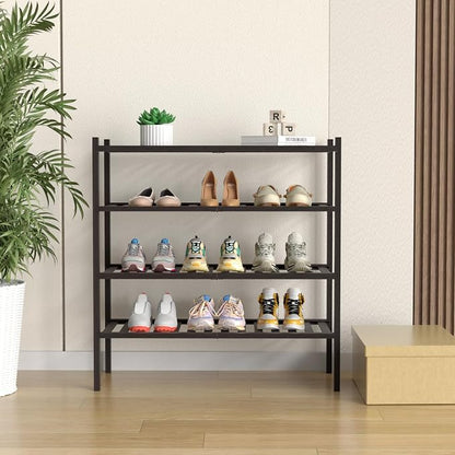 4 Tier Bamboo Shoe Rack for Closet Free Standing Wood Shoe Shelf for Entryway - Image 2