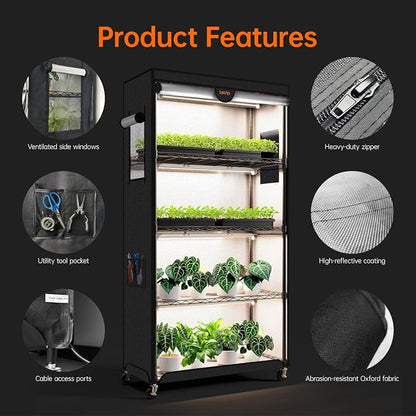 Bstrip Indoor Greenhouse with Grow Light, Plant Stand with 4 Pack 24W Full - Image 4