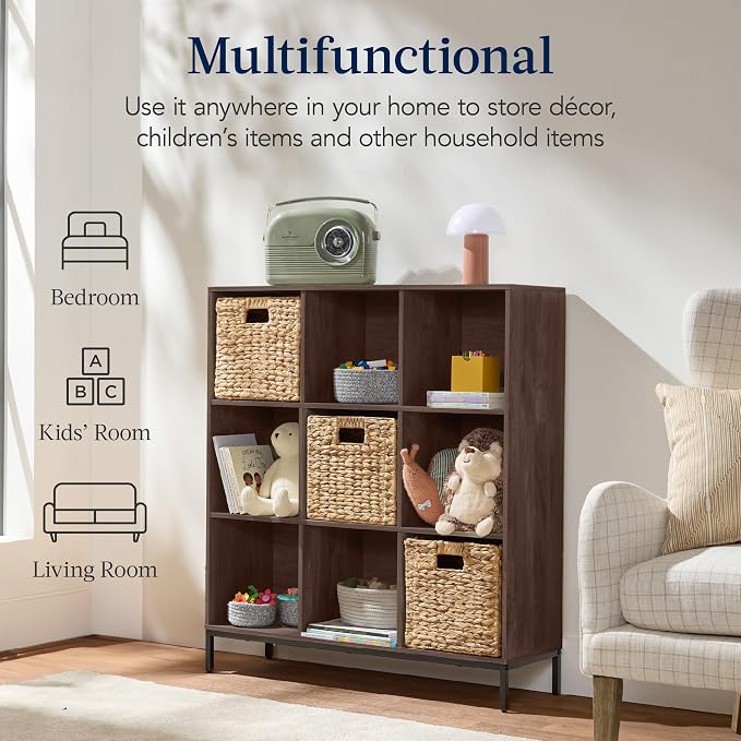 Best Choice Products 9-Cube Bookshelf, 3-Tier Wood Storage Bookcase W/Legs - Image 4