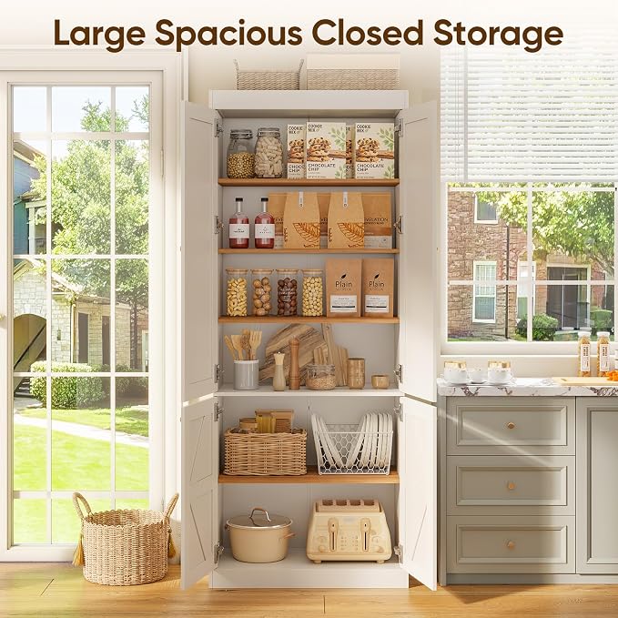 Vyre 70.8" Tall Farmhouse Kitchen Pantry Cabinet - Image 5
