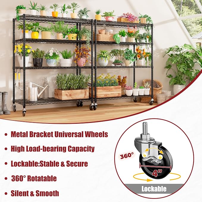 PrimeZone 5 Packs 55.5" W x 24" D x 80" H Heavy Duty Wire Storage Shelves - Image 6