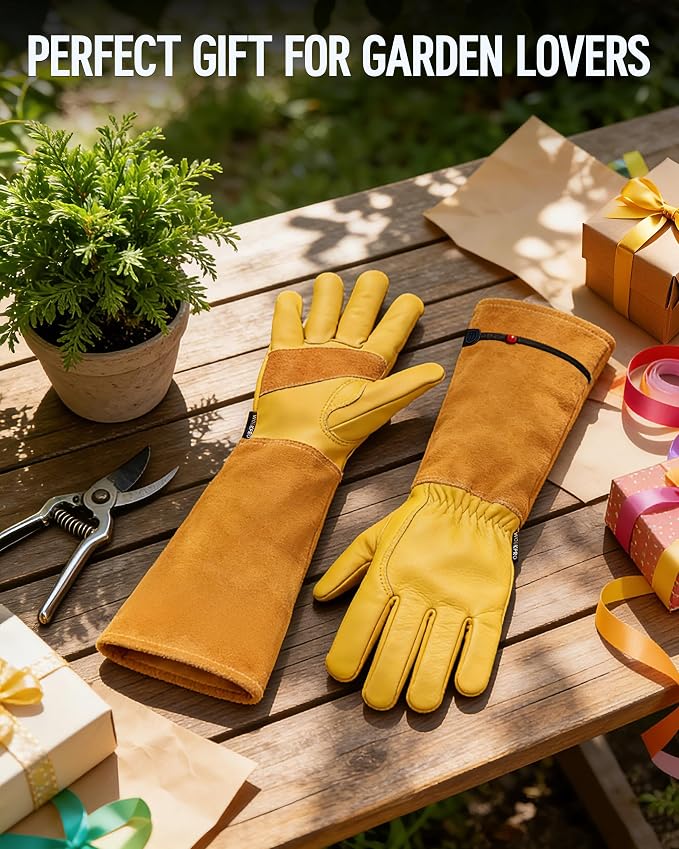 WORKPRO Gardening Gloves, Long Leather Garden Gloves - Image 9