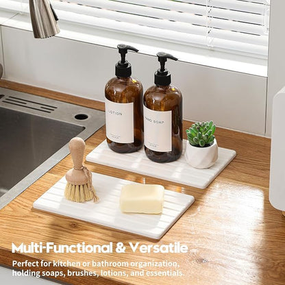 2PCS Water Absorbing Stone Drying Tray Mat - Image 3